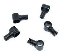 5 LEGO Black Technic Pin w Friction Ridges & Pin Hole adapter 65487 6282140