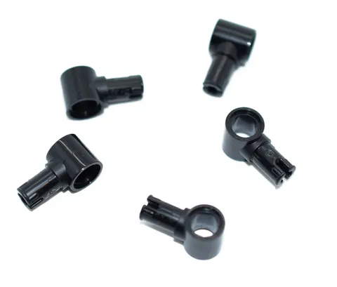 5 LEGO Black Technic Pin w Friction Ridges & Pin Hole adapter 65487 6282140