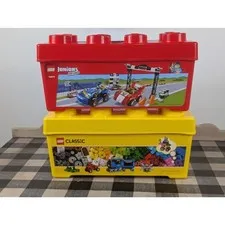 Y2K Lego Storage Containers Red/Yellow 14x6x6 Bundle of 2