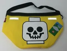 Lego Bag Tote Storage w/Skeleton Skull Halloween Treat Bag Yellow Clear Round