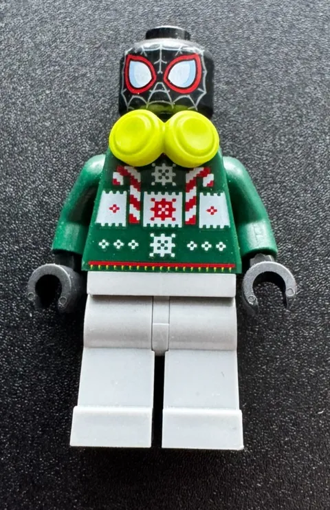 Lego New Spider-Man Miles Morales Holiday Sweater Headphones Minifigure