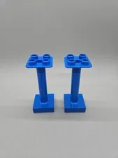 Lego Duplo Lot Of 2 Dark Azure Blue Column Pillar Support Post Beam Parts 4.5"