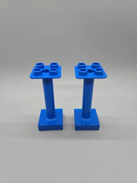 Lego Duplo Lot Of 2 Dark Azure Blue Column Pillar Support Post Beam Parts 4.5"