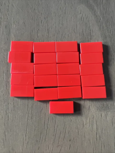 LEGO 3069 Red Tile 1 x 2 Bulk 21 Pieces