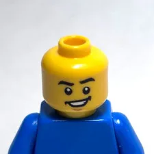 Lego - Minifigure Head - Dual Sided - Teeth, Smile / Closed Eyes