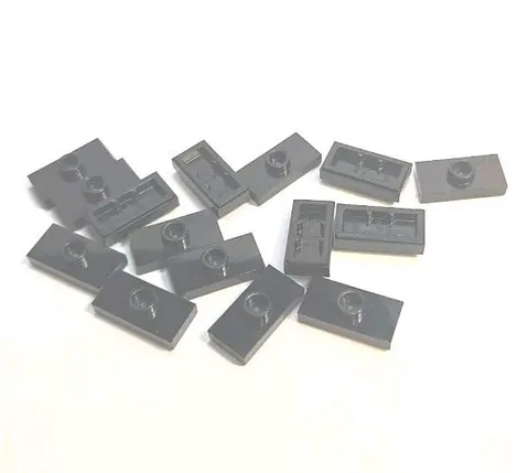 LEGO x 15  Black Plate, Modified 1 x 2 with 1 Stud #15573. We Combine Shipping