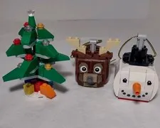 Lego Christmas Lot Tree 30009 Reindeer & Snowman Ornaments Complete
