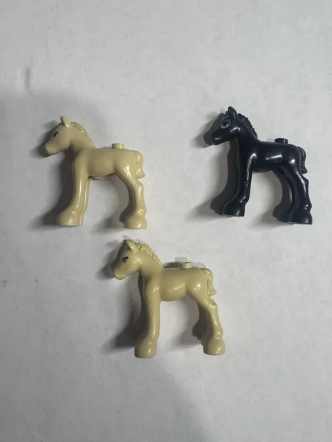 Genuine LEGO Horse Foals Baby Horses Lot of 3 Black & Tan