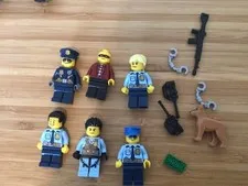 Genuine Lego Bulk Used Lot of mini figs. Police, criminal, dogs and parts