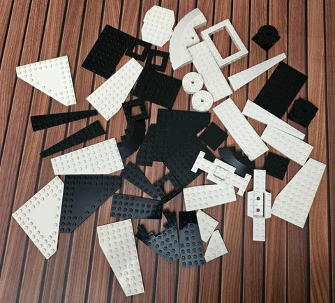 Lot of 50 LEGO Specialty Plates Wedges Rounds Black and White Star Wars & Others