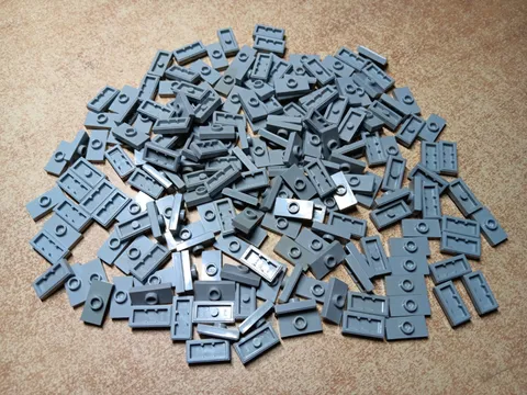 LEGO BULK LOT 200 LIGHT BLUISH GRAY MODIFIED JUMPER STUD PLATES 1X2  #3794