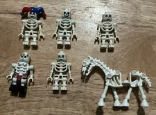 LEGO Skeleton Minifigure Lot Of 6, 3 Skeletons, 2 Ninjago And Skeleton Horse