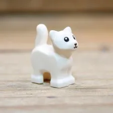 LEGO Animal White Cat Baby Kitten Standing with Black Nose 80686pb01