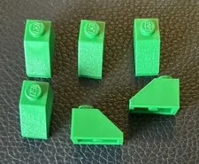 LEGO Lot of 6 Parts 1x2 Brick Sloped 45 Green Part #3040
