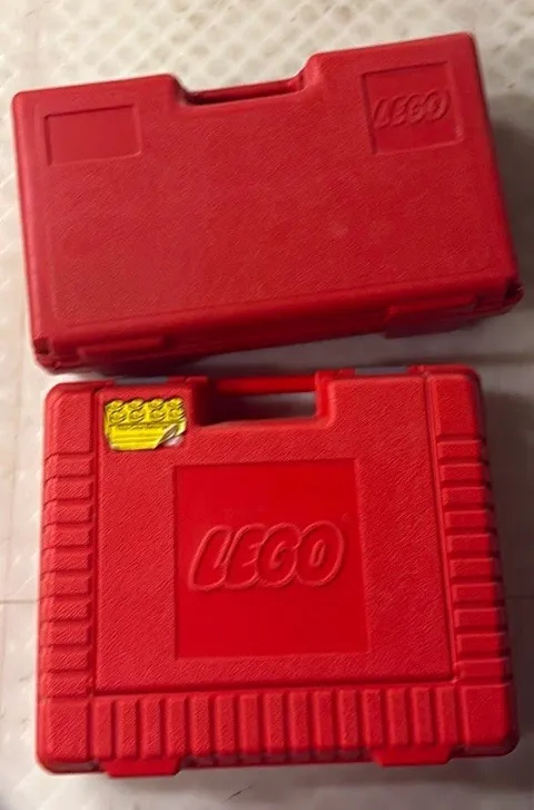2 LEGO Red Plastic Carrying Cases/Box w/ Handle, Portable, 2 Cases
