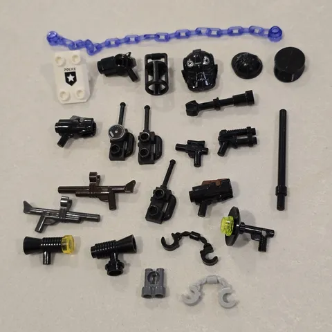 LEGO Weapons Bulk Lot Pieces Police City Chain Handcuffs Hats Helmet 