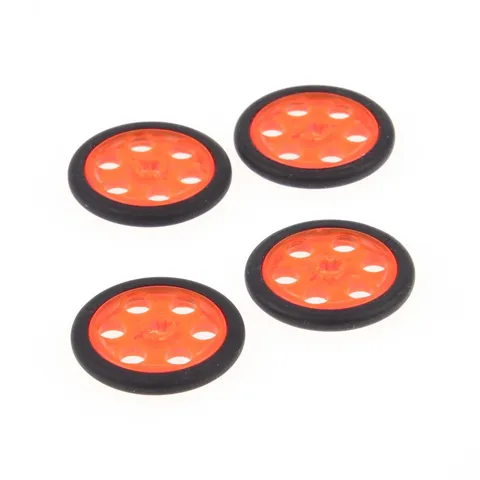 4x LEGO Technic Pulley Wheel 3x3 Trans Neon Orange Black Rim 2815 4185c01