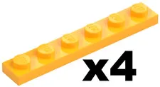 Lego 4 New PLATE Bright Light Orange 1 x 6 Stud Piece Part 3666 OR02