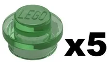 Lego 5 New Trans-Green Plates Round 1 x 1 Stud Transparent Mosaic Part TR01