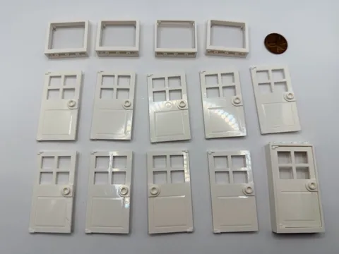 Playmobil White Doors & Windows Lot - 14 Pieces