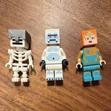 LEGO Minecraft Minifigure Lot of 3 - Skeleton, Stray, Alex (min028-030)