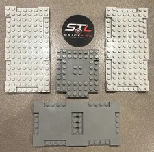 LEGO Gray & Light Gray Plate/Base Pieces Lot, Assorted4 pcs (2629,15624,71772)