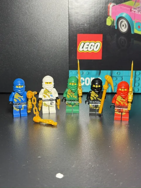 NEW Custom Lego Ninjago DX Minifigures set Cole Zane Kai Jay with Golden Weapons