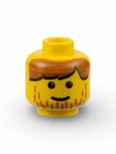 Lego Yellow Minifigure, Head Male Brown Hair and Line Stubble