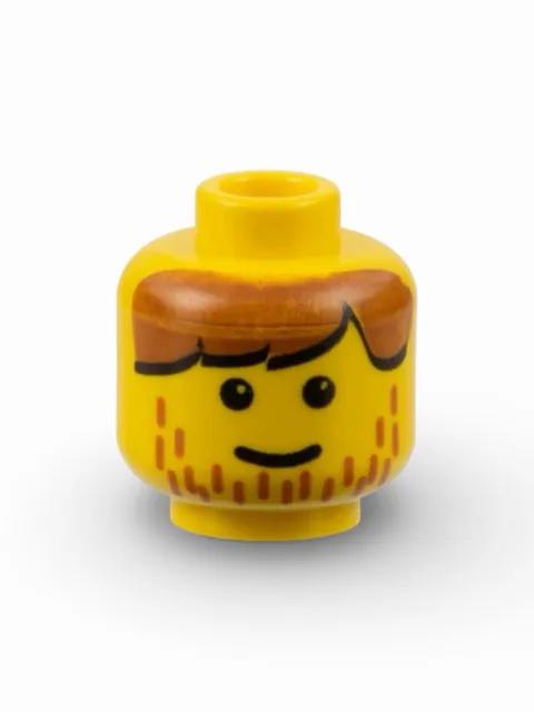 Lego Yellow Minifigure, Head Male Brown Hair and Line Stubble