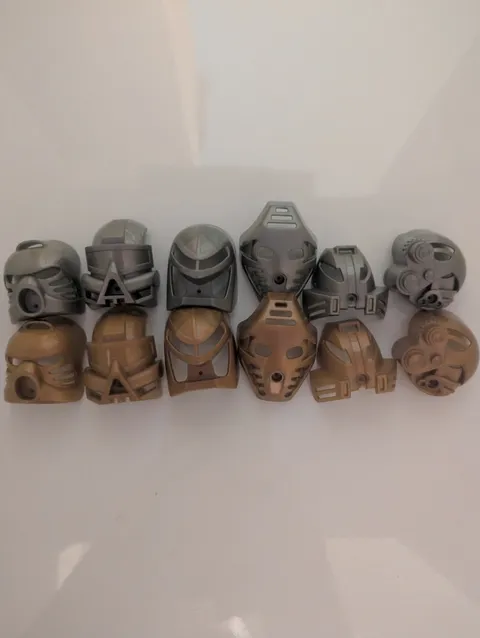 Bionicle Gold and Silver Mata Masks (All 12)