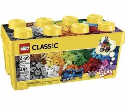 LEGO Classic 10696 Medium Creative Brick Box (484 pcs) in Stackable Storage Bin.