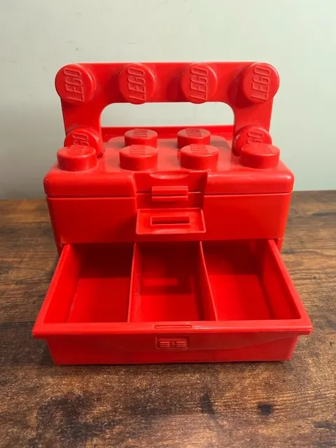 2011 Lego Elements Red Brick Storage Carrying Case Drawer & Handle Retired