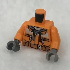 LEGO 973pb1895c01 Orange Torso Construction Jacket over Sand Blue Hoodie