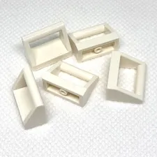 LEGO Parts - White Tile, Modified 1 x 2 with Bar Handle - No 2432 - QTY 5