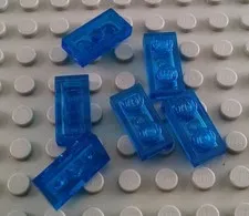 LEGO Lot of 6 Translucent Dark Blue 1x2 Space Plates