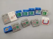 LEGO Lot of 12 Sloped Bricks printed pattern Control Panel Space Computer 