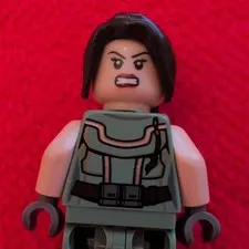LEGO Female Plastic Minifigure w/ Dark Brown Ponytail Hair & Dark Green Outfit