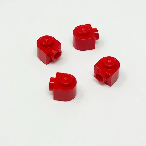 3386 LEGO Parts Brick Round 1x1x2/3 Half Circle Extended Side Stud RED (4)