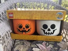 LEGO Storage Head Large, 2 pcs. Halloween Edition - Orange & White - NIB