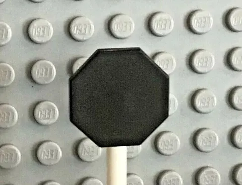 LEGO Black Road Sign 2 x 2 Octagon with Clip