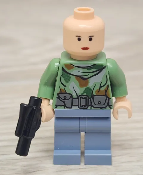 Lego sw0235 Princess Leia Endor Outfit Sand Green Camouflage Minifigure READ
