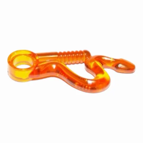LEGO Minifigure, Weapon Whip Bent with Snake Head and Pin Hole Trans Orange