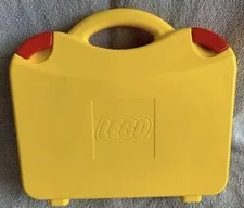 2012 Lego Brand Yellow / Orange Carrying Case & 4 Dividers EUC 11” L Handle