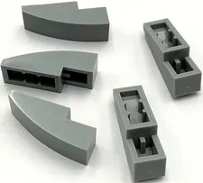 Lego 5 New Light Bluish Gray Slopes Sloped Curved 3 x 1 Parts