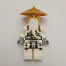 LEGO NINJAGO Sensei Wu Minifigure White Outfit w/ Straw Hat & Beard