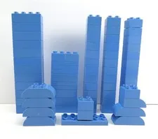 Lego Duplo Lot of 70 Medium Blue Bricks, Plates, Slope Curves