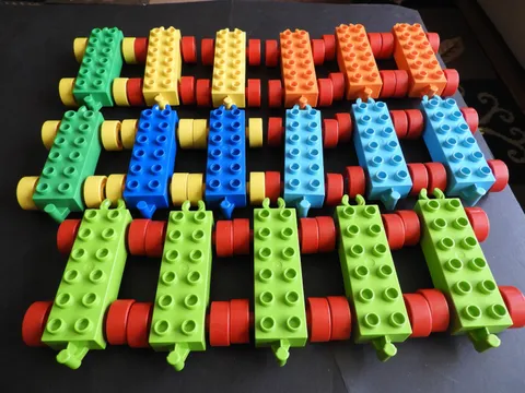 Lego Duplo Car Vehicle Train Base Multicolor Replacement Parts 2x6 Lot of 17