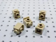 LEGO Lot of 5 Dark Tan 1x1 Modified Bricks w/ Headlight Stud BN