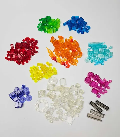 LEGO Lot of Translucent Clear Parts 316 Pieces Bright Neon Colors Various.