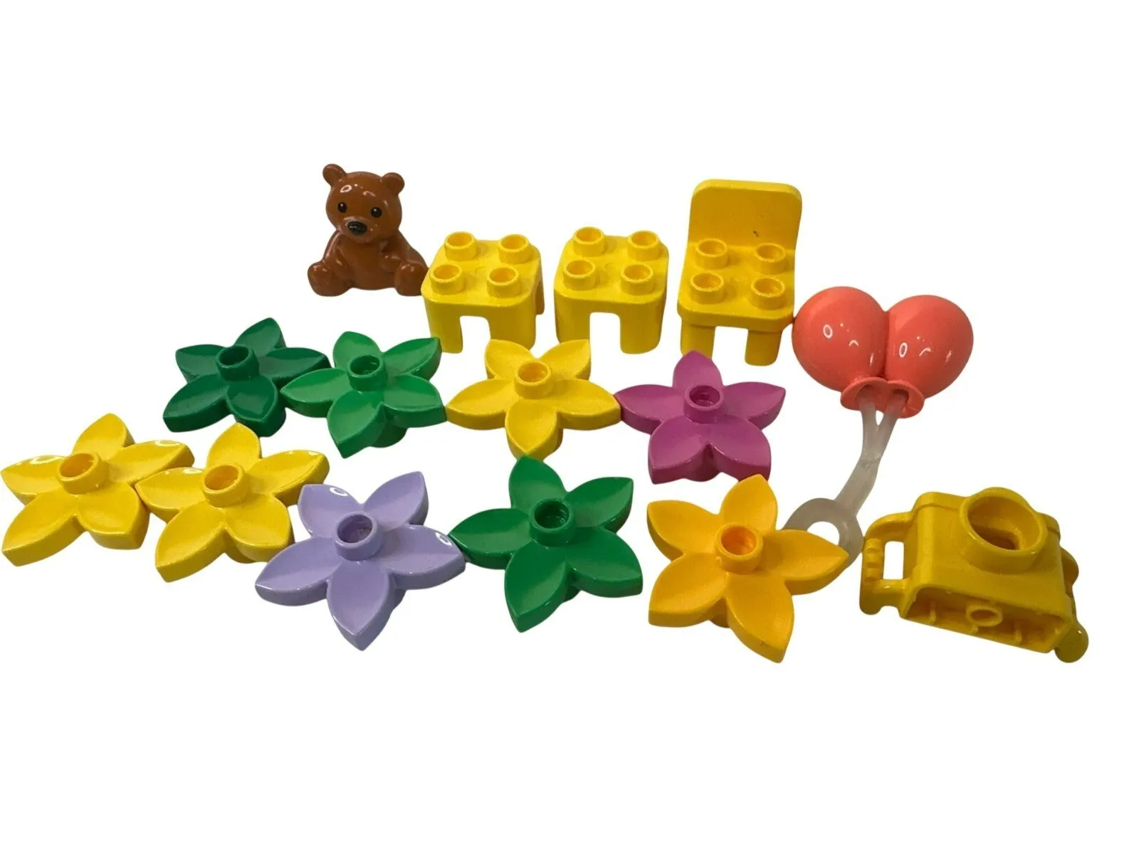Lego Duplo Lot Flower Garden Building Blocks Set Bear Chairs Stools Etc. Mixed
